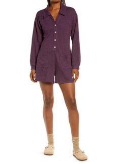 Onia RIbbed Knit Long Sleeve Romper in Fig at Nordstrom
