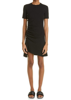 paco rabanne Cotton Jersey Snap-Up Minidress in Black at Nordstrom