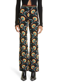 paco rabanne High Waist Floral Jacquard Straight Leg Pants in Jacquard Jamaican Flower at Nordstrom
