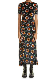 paco rabanne Mosaic Flower Jersey Snap-Up Dress in V119 Mosaic Flowers at Nordstrom
