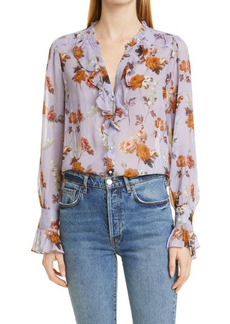 PAIGE Arianne Long Sleeve Silk Blouse in Lavender Multi at Nordstrom