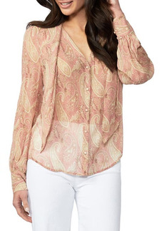 PAIGE Cleobelle Paisley Silk Blouse in Lipstick Pink/Tan at Nordstrom