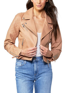 PAIGE Danisa Leather Moto Jacket in Tan at Nordstrom
