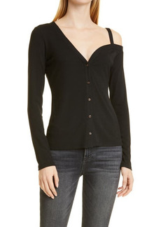 PAIGE Theresa One-Shoulder Cardigan in Black at Nordstrom