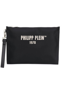 Philipp Plein logo-print zipped clutch bag