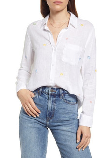 Rails Charli Peace & Love Linen Blend Blouse in Peace And Love Embroidery at Nordstrom