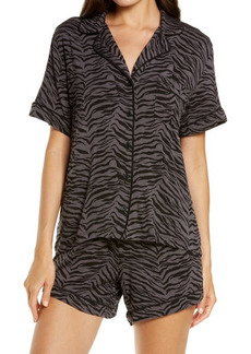 Rails Nessa Animal Print Short Pajamas in Charcoal Tiger Stripe at Nordstrom