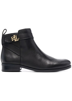 Ralph Lauren logo-plaque leather ankle-boots