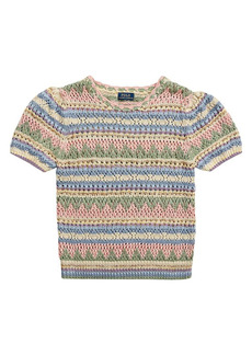 Ralph Lauren: Polo Pointelle Stripe Crochet Sweater