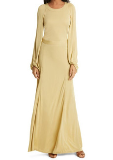 Rebecca Taylor Open Back Long Sleeve Maxi Dress in Anise Green at Nordstrom