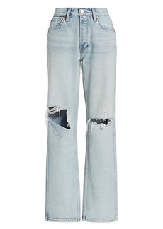Re/Done Distressed 90s High-Rise Straight-Leg Jeans