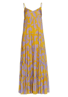 Rhode Josephine Tiered Abstract-Print Maxi Dress