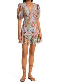 RHODE Ruby Deep V-Neck Puff Sleeve Dress in Festival Of Love at Nordstrom
