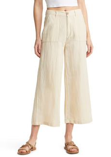 Rip Curl Crop Wide Leg Linen & Cotton Pants in Off White at Nordstrom