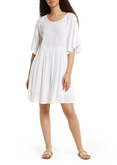 Rip Curl Lea Smocked Square Neck Dress in White at Nordstrom