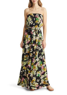 Rip Curl On the Coast Floral Strapless Dress in Black at Nordstrom