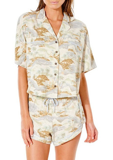 Rip Curl Postcards Cotton & Linen Short Sleeve Button-Up Shirt in Multico at Nordstrom