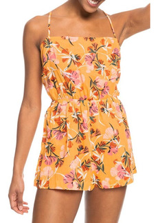 Roxy On Way Love Tie Back Romper in Chamois Pressed Flowers at Nordstrom