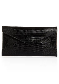 Saint Laurent Paloma Lizard Embossed Leather Clutch in Nero at Nordstrom