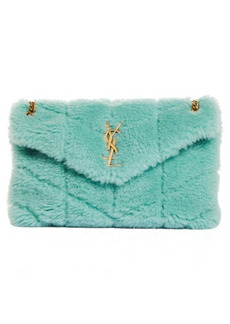 Saint Laurent Small Lou Genuine Shearling Puffer Bag in Iced Mint at Nordstrom