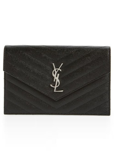 Saint Laurent Small YSL Monogram Leather Wallet on a Chain in Nero at Nordstrom