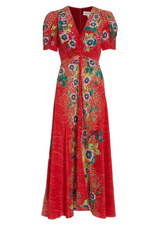 Saloni Lea Printed Silk Maxi Dress