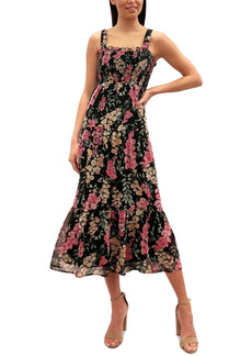 Sam Edelman Floral-Print Smocked Tiered Midi Dress