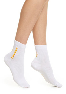 Smiley® x sandro Smiley Crew Socks in Blanc/Orange at Nordstrom