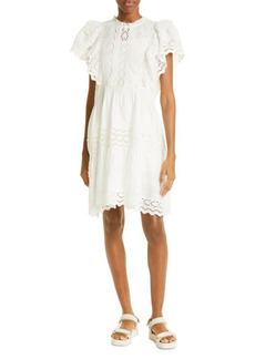 Sea Georgina Embroidered Eyelet Tunic Dress in White at Nordstrom