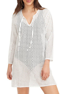 Sea Level Long Sleeve Cover-Up Tunic in White at Nordstrom