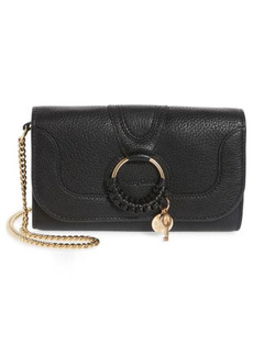 See by Chloé Hana Large Leather Wallet on a Chain in Black at Nordstrom