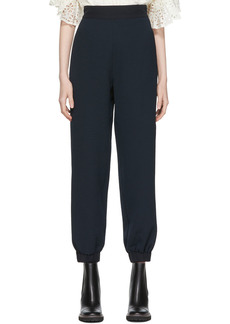 See by Chloé Navy Textured Fluid Trousers