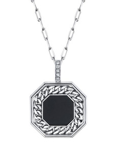 SHAY Black Onyx & Pavé Diamond Pendant Necklace in White Gold at Nordstrom