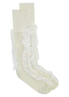 Simone Rocha Double Frill Knee Socks in Cream/White at Nordstrom