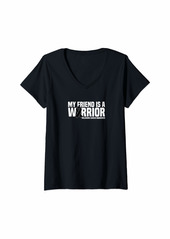 skin Womens Friend is a Warrior  Ribbon Melanoma Cancer Awareness V-Neck T-Shirt