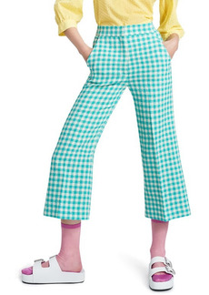Smythe Gingham High Waist Wool Blend Culottes in Aqua Check at Nordstrom