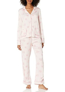 Splendid Womens Notch Collar Long Sleeve Pajama Set