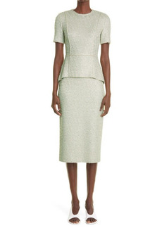 St. John Collection Sequin Tweed Peplum Dress in Mint Multi at Nordstrom