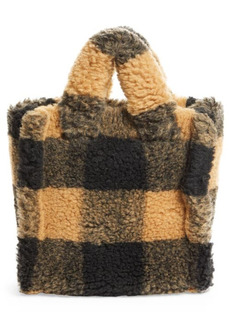 Stand Studio Mini Lizzie Buffalo Check Faux Shearling Tote in Black/Nougat at Nordstrom