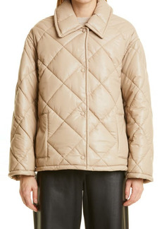 Stand Studio Nikolina Quilted Faux Leather Jacket in Sand at Nordstrom