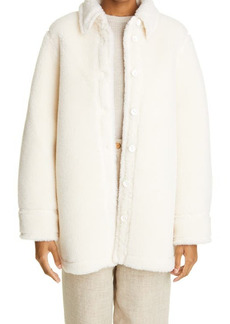 Stand Studio Veron Wool Faux Shearling Shirt Jacket in White at Nordstrom