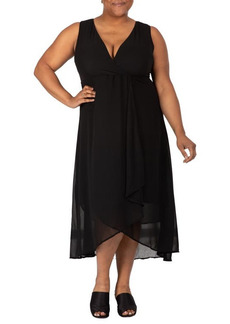 Standards & Practices Faux Wrap Midi Dress in Black at Nordstrom