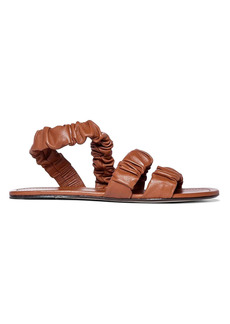 STAUD Ellie Ruched Leather Slingback Sandals