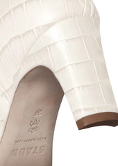 STAUD Eva Square-Toe Croc-Embossed Leather Ankle Boots
