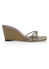 STAUD Pippa Leather Wedge Sandals