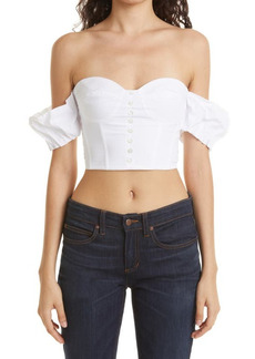 STAUD Bouvier Off the Shoulder Crop Top in White at Nordstrom