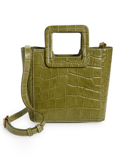 STAUD Mini Shirley Croc Embossed Leather Bag in Olive Faux Croc at Nordstrom