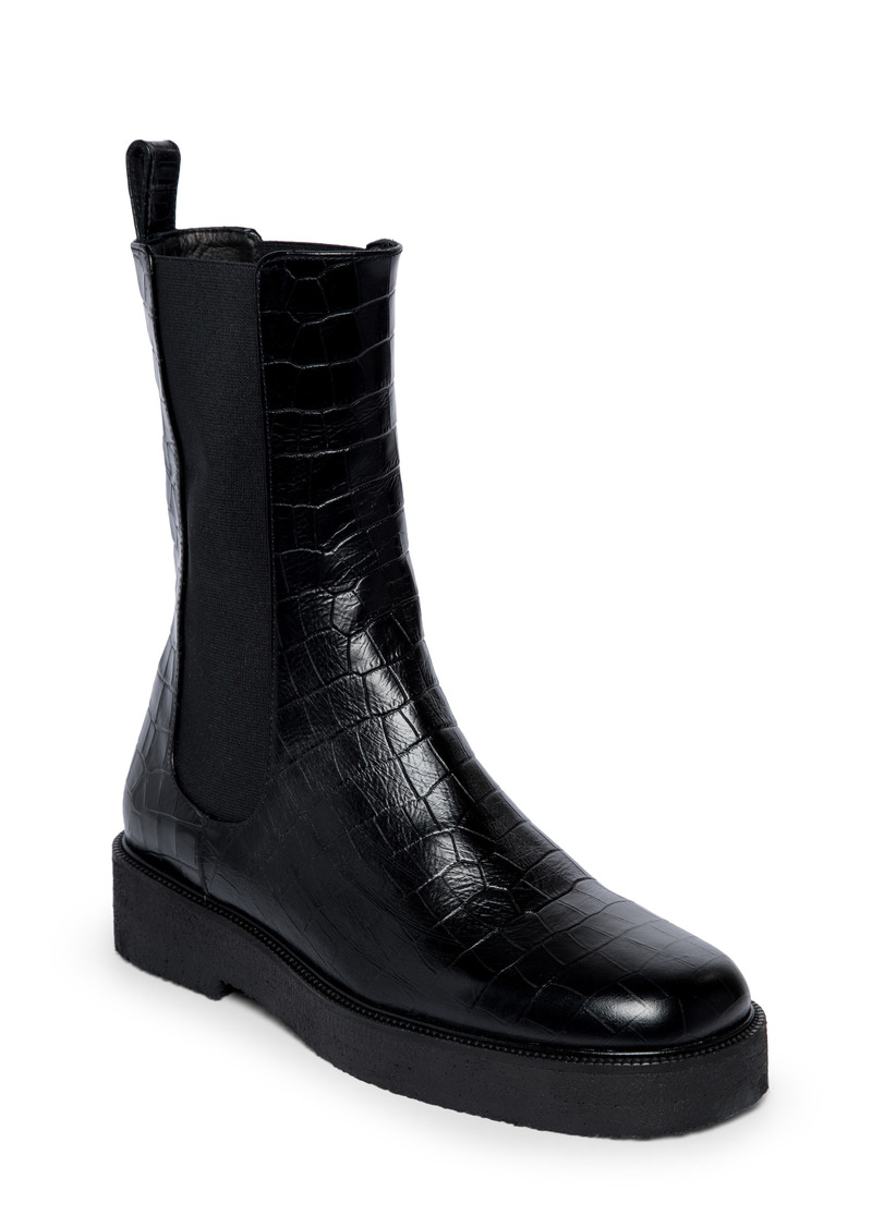 STAUD Palamino Chelsea Boot in Black Faux Croc at Nordstrom