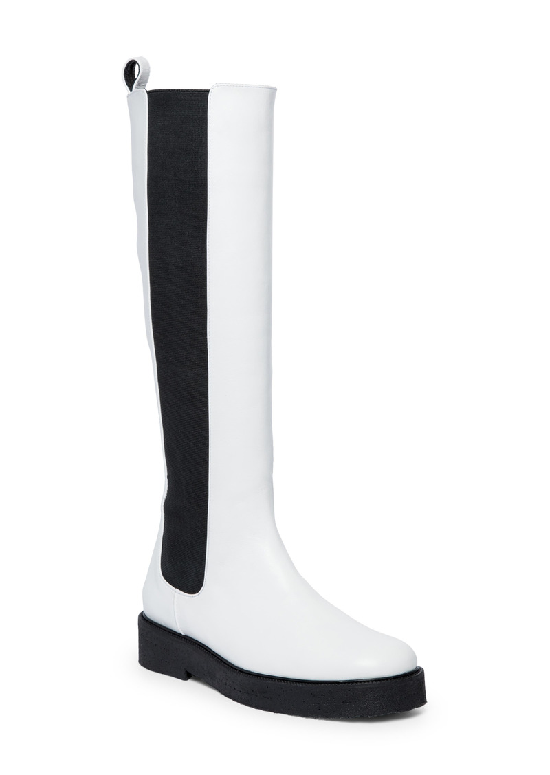 STAUD Palmino Tall Chelsea Boot in White/Black at Nordstrom