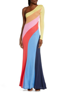 STAUD Serena One-Shoulder Long Sleeve Dress in Warm Capri Multi at Nordstrom